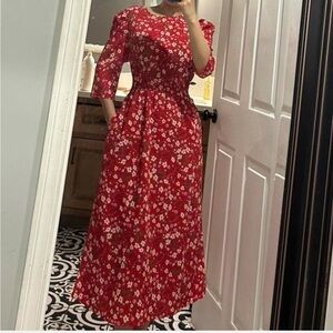 Roolee Red Floral Long Sleeve Dress